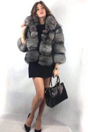 KOŽEŠINOVÁ BUNDA STŘÍBRNÁ LIŠKA